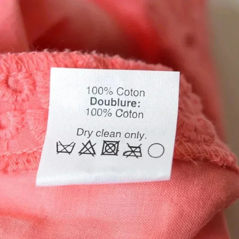 J.CREW 100% Cotton Skirt with Embroidered Oval Pattern in Coral Pink Size 16